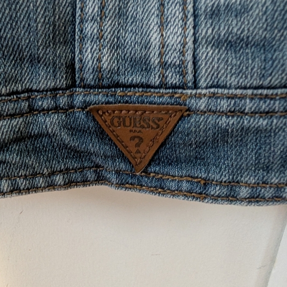 Guess Jeans Y2K Zip-Front Denim Moto Jacket - Medium Wash Size Small - Picture 3 of 6